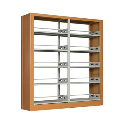 Adjustable Plate 6 Layers Metal Woodgrain Library Bookshelves
