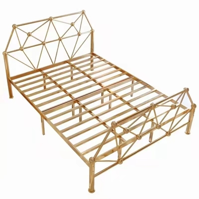 Modern school cheap wrought iron metal beds student adult deck frame bed