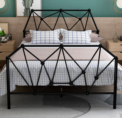 Modern school cheap wrought iron metal beds student adult deck frame bed