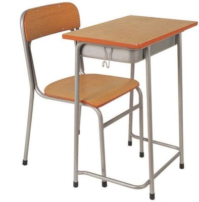 school office steel-wood single desk and chair for children and adult