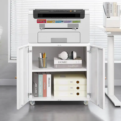 Modern style double-door steel drawer cabinet, printer cabinet with roller doors, for placing printers