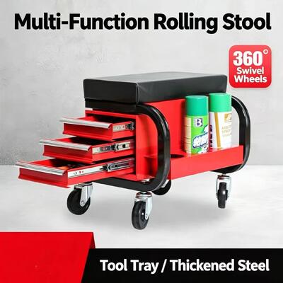 Metal Rolling Mechanic Stool for Auto Repair Workshops Heavy Duty Garage Shop Seat with Smooth-Rolling Casters for Automotive Maintenance and Professional Repair Work