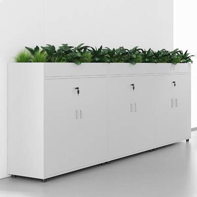 Steel Planter Cabinet Top Unit with 3 Individual Plant Spaces Modern Metal Flower Pot Display Rack for Indoor Home Garden Decoration