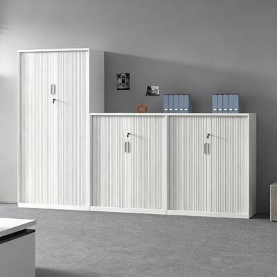Knock Down Steel Tambour Door Filing Cabinet with Narrow Side Design 1850mm Metal Office Storage Cabinet for Document and File Organization