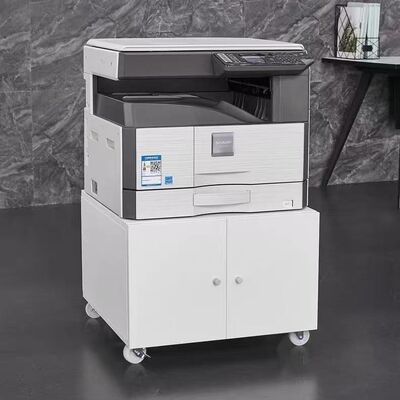 Low-Profile Mobile Steel Printer Cabinet with Rolling Casters, Compact Metal Printer Stand for Office Equipment Organization and Space-Saving Storage