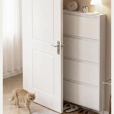 Ultra Slim 4 Drawer Steel Shoe Cabinet for Space Saving Storage