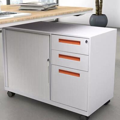 Multi Functional Steel Roller Shutter Mobile Storage Cabinet with Adjustable Shelves and Lockable Door