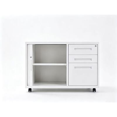 Multi Functional Steel Roller Shutter Mobile Storage Cabinet with Adjustable Shelves and Lockable Door