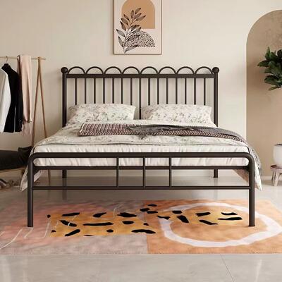 French Vintage Metal Bed Frame with Bold Minimalist DesignElegant Iron Bed for Modern and Classic Bedrooms