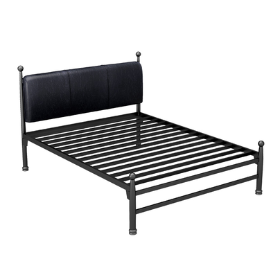 Modern French Style Metal Bed with Upholstered Headboard for Elegant Bedroom Furniture
