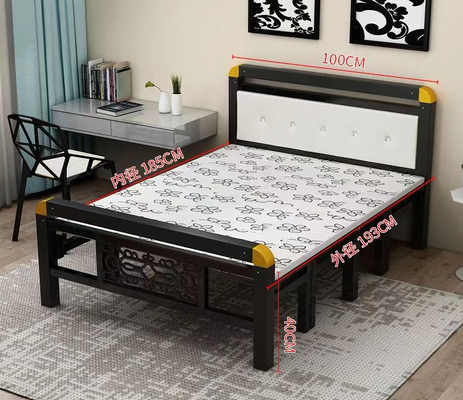 Modern Foldable Iron Bed with Comfortable Backrest 90cm 100cm 120cm Single Bed Options