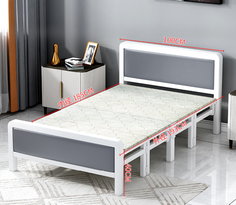 Modern Foldable Iron Bed with Comfortable Backrest 90cm 100cm 120cm Single Bed Options