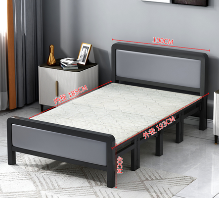 Modern Foldable Iron Bed with Comfortable Backrest 90cm 100cm 120cm Single Bed Options