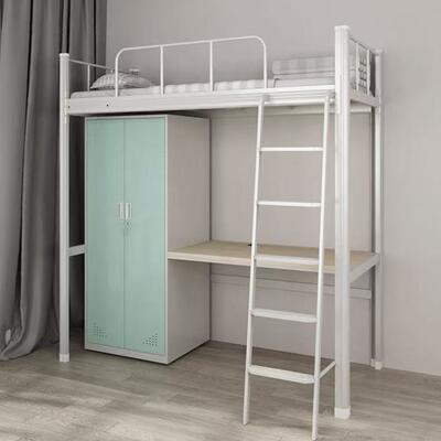 Steel Student Bunk Bed with Built-in Desk and Wardrobe for Dormitory Rooms