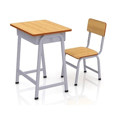 solid wood Powder Coated Student Desk With Attached Chair