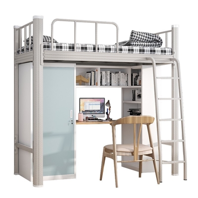 Knocked Down Structure Single Metal Bunk Bed Frame With Desk