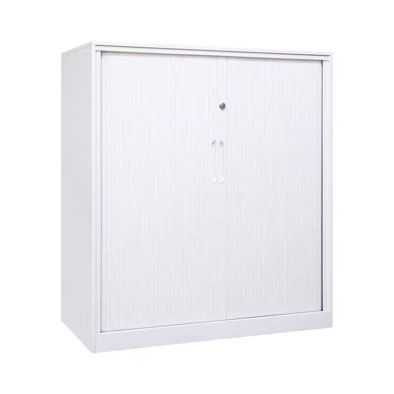 Steel Lockable Filing Cabinets with Rolling Tambour Door and Customizable Shelves Providing Secure and Organized Storage for Workplace Documents