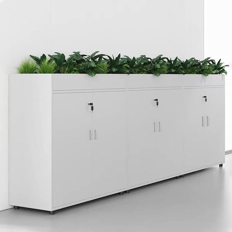 Steel Planter Cabinet Top Unit with 3 Individual Plant Spaces Modern Metal Flower Pot Display Rack for Indoor Home Garden Decoration