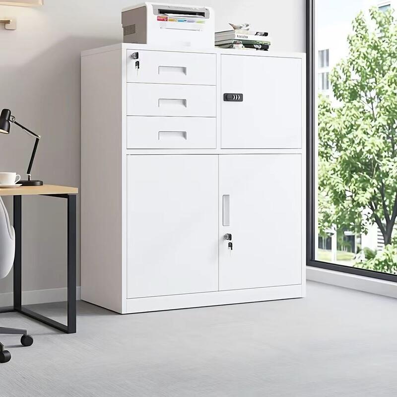 Knock-Down Steel Filing Cabinet with Narrow Side Design Metal Office Document Storage Cabinet for Files and Office Supplies