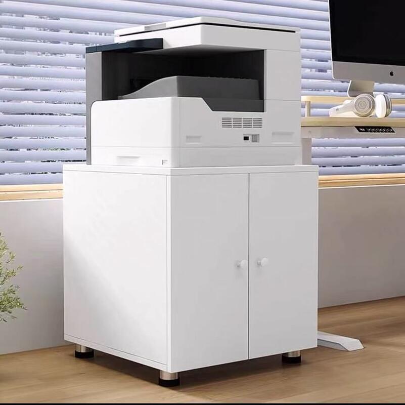 Mobile Steel Printer Cabinet with Lockable Storage Drawer and Rolling Casters Metal Office Printer Stand for Home and Workplace Use