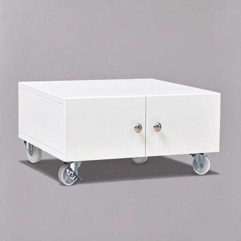 260mm Low-Profile Mobile Steel Printer Cabinet with 600 × 600mm Top, Compact Metal Printer Stand with Rolling Casters for Office Equipment Placement