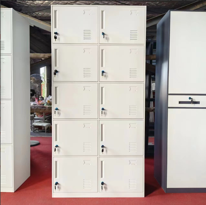 10 Door Metal Locker Cabinet with Multiple Compartments for Office and Employee Storage