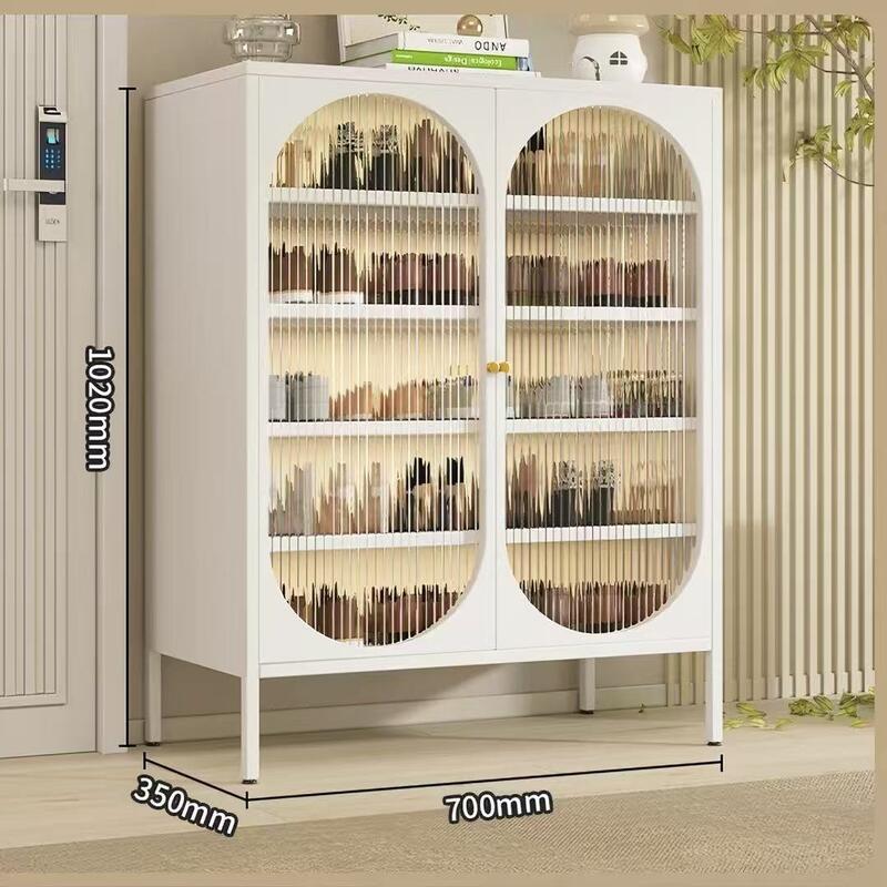 Cream Steel Shoe Cabinet with Large Capacity Multi-Tier Dust-Proof Storage for Entryway and Hallway